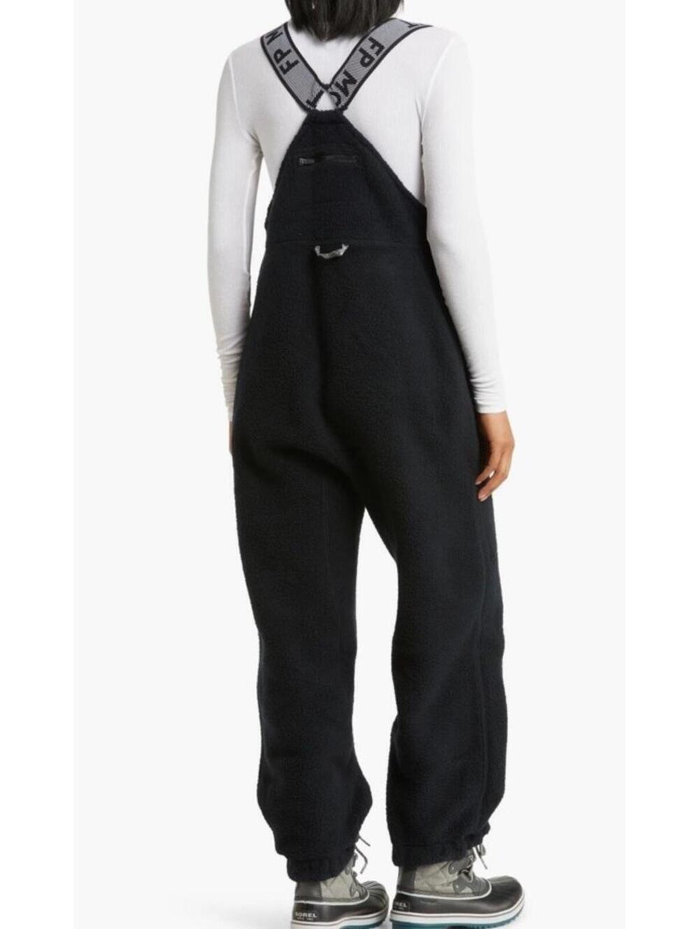 Free People Movement Women’s Black Fleece Snow Bib Pants Size Large - Picture 13 of 16